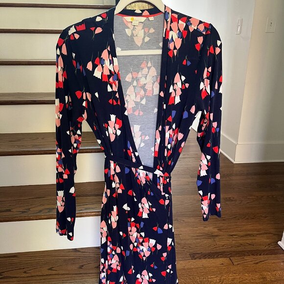 Boden Navy Floral Wrap Dress – Size 10 Petite - Picture 1 of 4